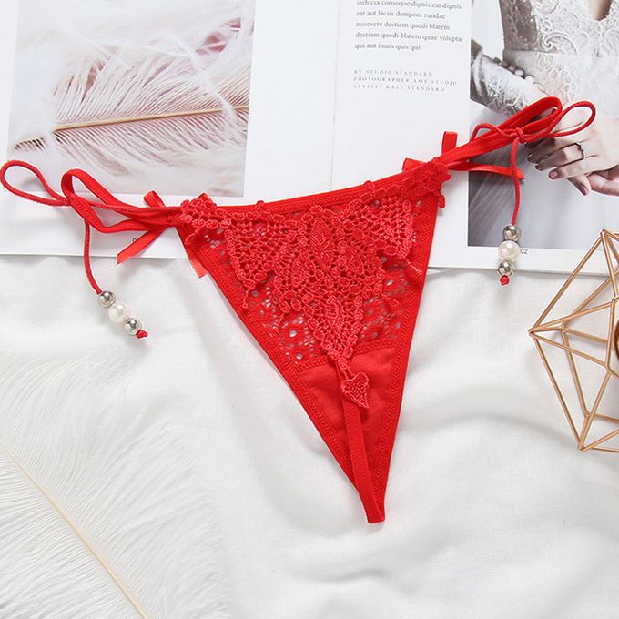 Fashion Sexy Ladies G String Hollow Embroidery G String Low-Waist