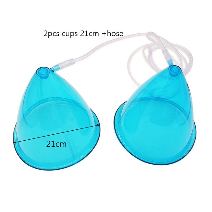 Generic 1 Pair Big Size Blue Vacuum Pump Cupping For Breast Ock