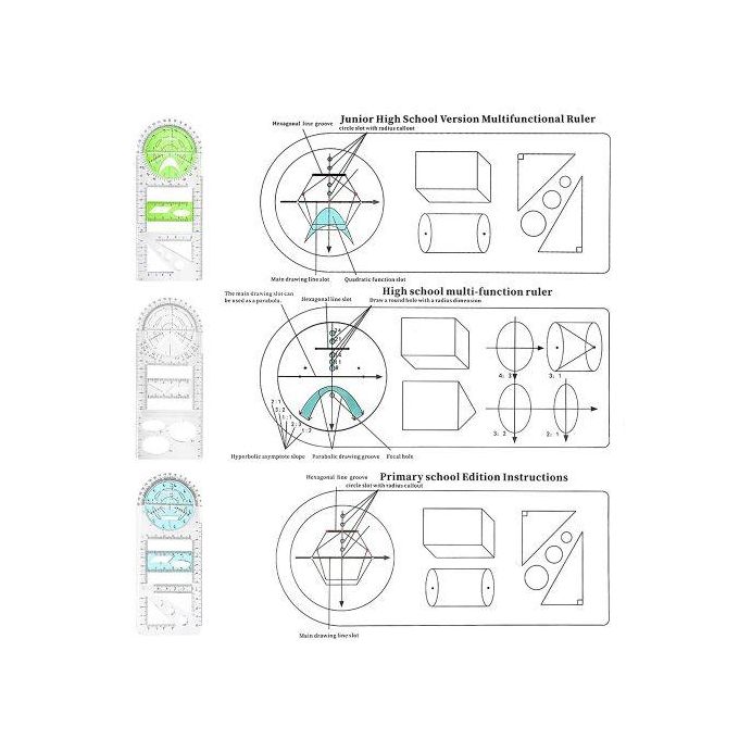 915 Generation 3PCS Multifunctional Geometric Ruler Geometric