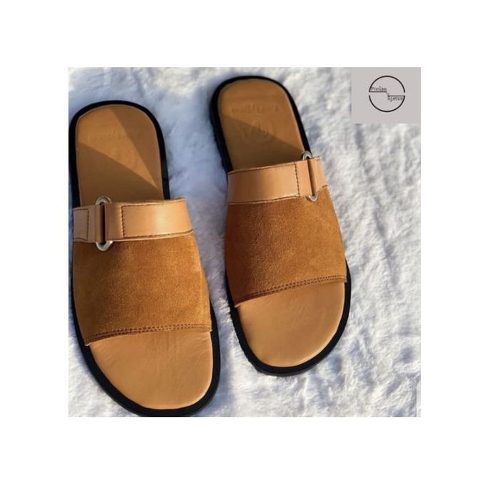 product_image_name-Cornel-Mens Suede Cover Pam Slippers - Brown-1