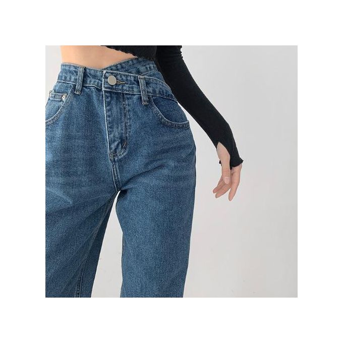 Vintage Boyfriend Jeans Women Wide Leg Straight Loose High Waist Jeans  Mujer Plus Size 2020 Black Blue Denim Pants Chic LJ201013