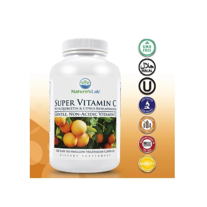 product_image_name-Nature'S Lab-Super Vitamin C 1000mg As Calcium Ascorbate W Quercetin 120C-1