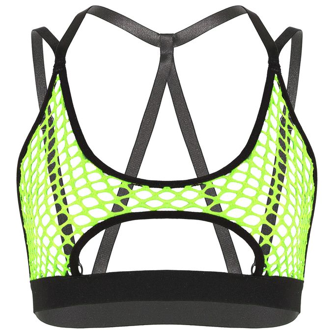 Womens Hollow Out Fishnet Criss-Cross Back Cutout Underboob Crop