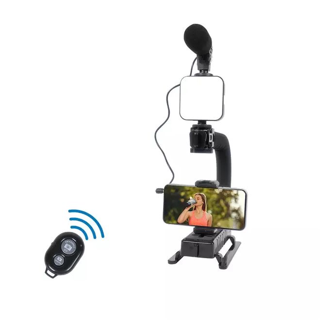 Buy LED Video Conference Lig ng Kit Mini Tripod + Phone Holder + Mini LED  Light Color Temperature 5500K Adjustable Brightn for Smartphone Video  Conference Remote Working Vlog Video POPQ Online at