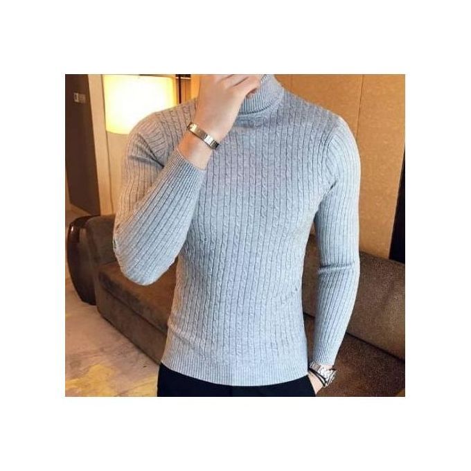 product_image_name-Fashion-Men/Women Turtle Neck Top/ Cooperate Gray-1