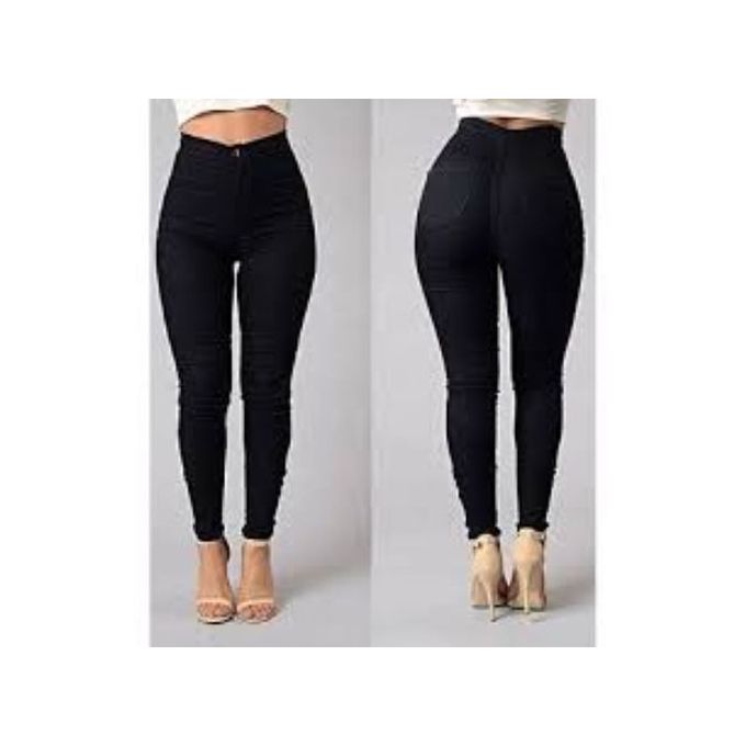 Fashion Ladies High Waist Skinny Jean- Black