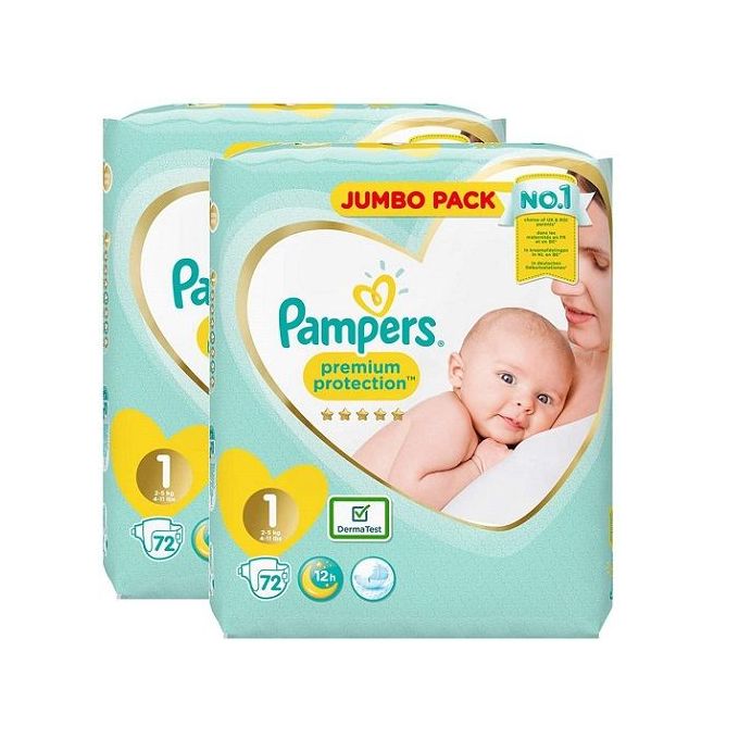 product_image_name-Pampers-Premium Protection New Baby, Size 1,Giant Pack 2 X 72=144. 2-5kg-1