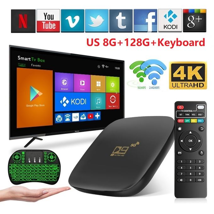 Generic D9 Smart TV Box Android 10 8G+128G Ultra HD Video Media Player 2.4G  5GHz Wifi Bluetooth  Set Top Box
