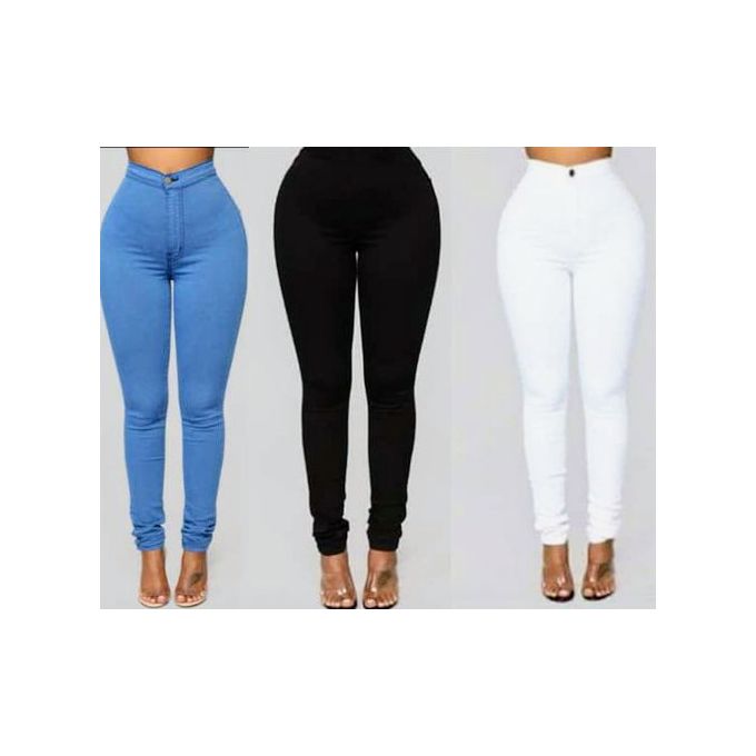Fashion 3 In 1 Ladies Sexy Slim Fitted Jeans-Black/White/Blue | Jumia ...