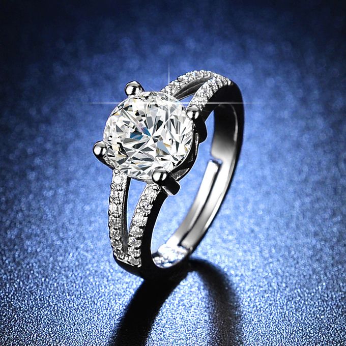 Fashion Luxury Long Lasting Elegant Diamond Women Engagement Wedding Ring  Set With Case