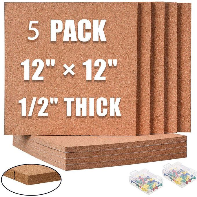 6 Pack Cork Bulletin Board,1/2inch Thick Cork Boards Frameless Cork  Tiles,wall Decor Cork Board Til