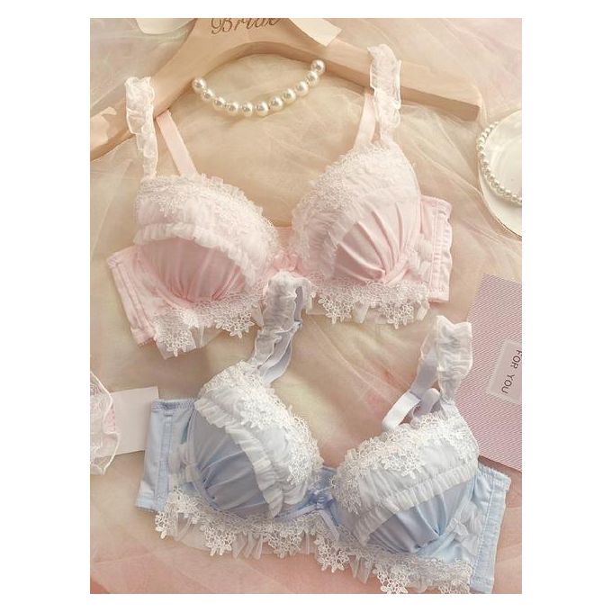 Lolita Princess Pink Bra Set Bralette Lingerie Seamless Push Up