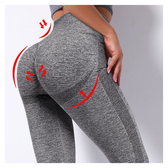 Generic High Waist Seamless Leggings Push Up Sport Women Fitness Running  Yoga Pants Workout Trousers Gym Tight Pants Women(#SL590GY)