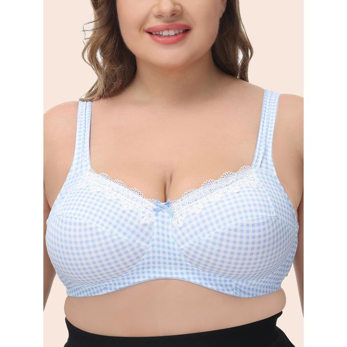 Generic Women Plus Size Bra Soft No Underwire Lace Plaid Bras