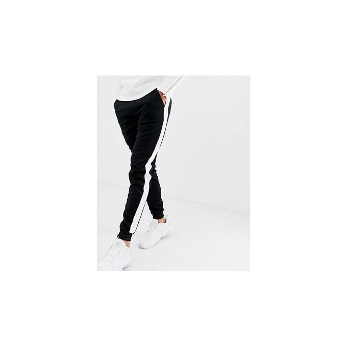 black jogging pants with white stripe