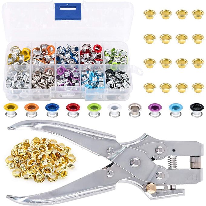  100pc 4.5mm Brass Eyelets and Setting Pliers Kit Grommet Tool  Kit for Leather Fabric Belt Clothes Decorative Repair Tool : Arts, Crafts &  Sewing