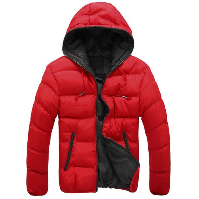 Penkiiy Men's Hooded Collar Winter Casual Padded Cotton Jacket Waterproof Hooded  Jacket Polyester Red on Sale 
