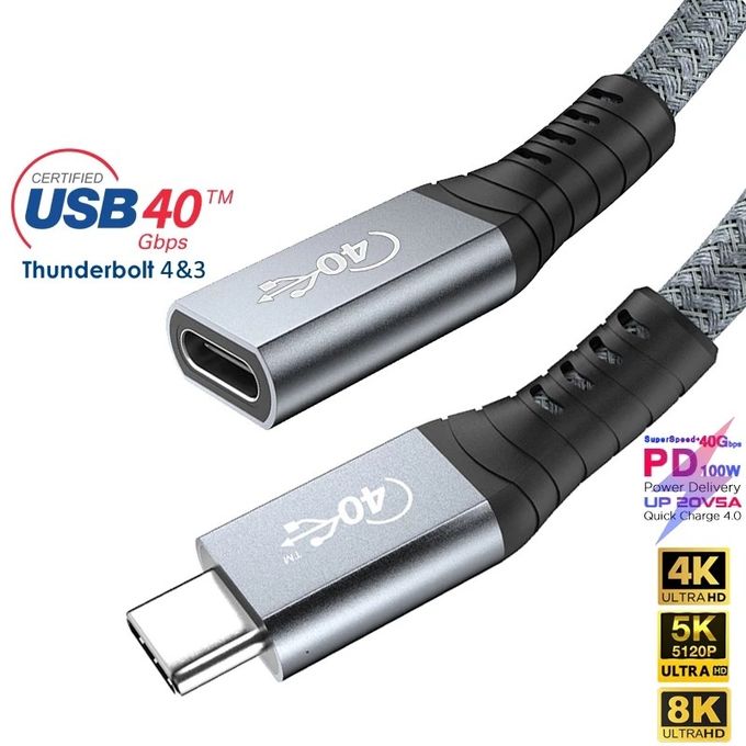 Thunderbolt 4 Cable Thunderbolt 3 USB 4.0 Cable Video 8K 60Hz 40Gbps PD  100W Fast Charge Certified Data Transfer