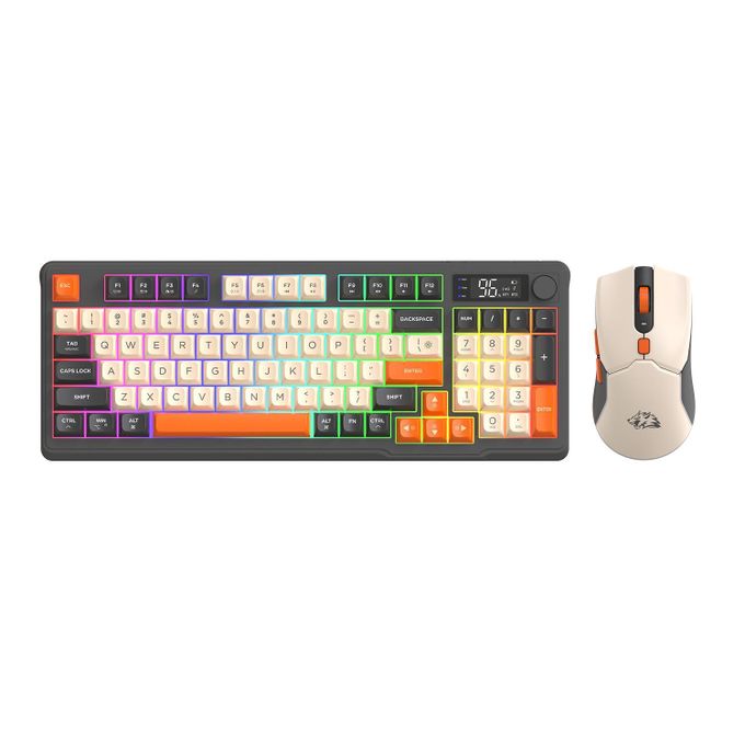 FREEWOLF T96 DUAL MODE KEYBOARD マウスセット FREEWOLF T96 Smart Display Wireless Gaming Keyboard and Mouse Comb