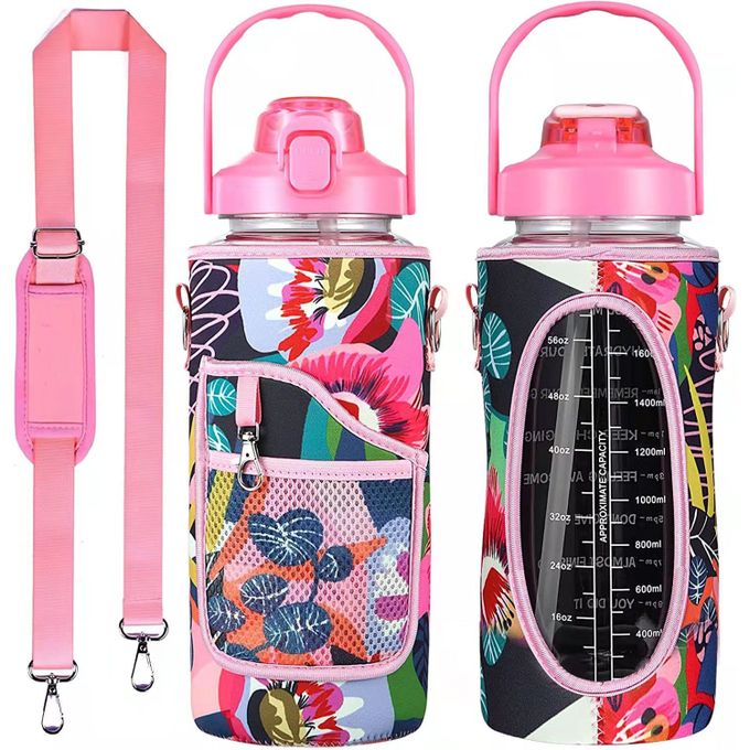 2l Sports Water Bottle With Straw Portable Large Capacity Water Bottles  Fitness Bike Cup Summer Cold Water Jug With Time Marker