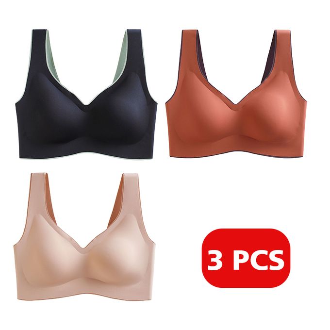 3 Pcs Latex Seamless Bra Push Up Bralette Underwear Bras For Women Cooling  Gathers Shock-proof Female Intimate Comfortable Bra