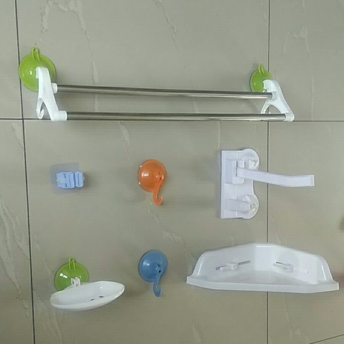 Generic Battroom 7pcs Tissue Holder Towel Hanger Mop Rack Corner Shelf Jumia Nigeria