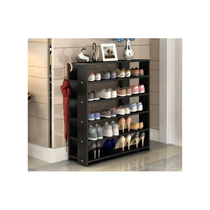 product_image_name-Generic-Exquisite Multi-Layers Wooden Shoe Rack- 5 Layers- Black-1