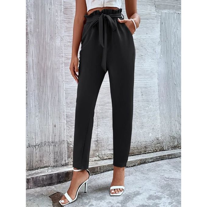 Fashion Womens Belted High Waist Trousers price from jumia in Kenya -  Yaoota!