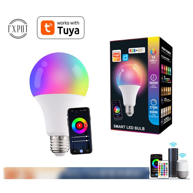 2 Pezzi Lampade Led E27 Wifi Smart A65 15W 1500lm RGB + CCT APP Tuya  Compatible