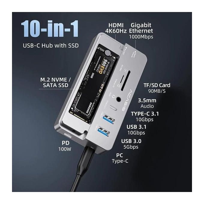 Onten OTN-UC966 10-in-1 USB C Docking Station and M.2 NVMe