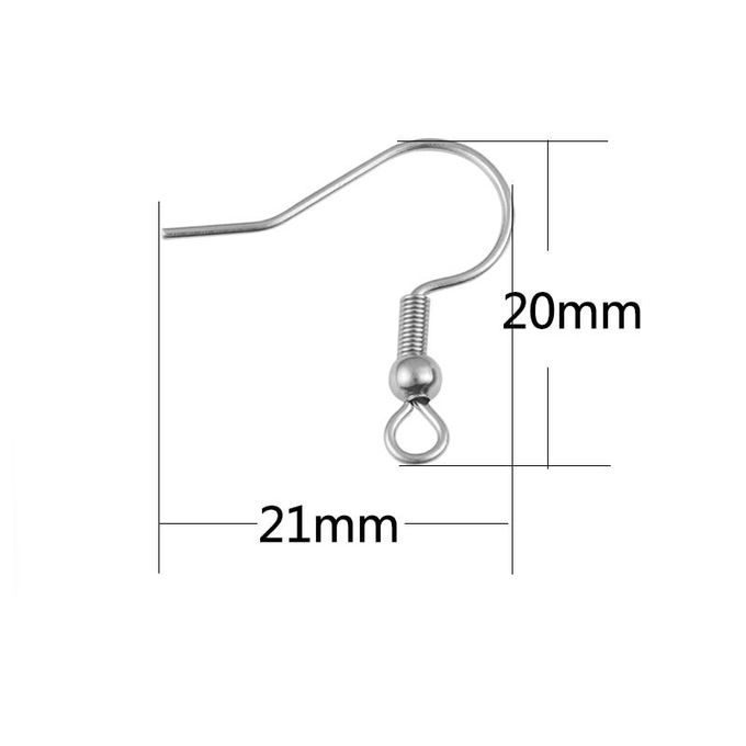 Generic 200pcs 316 Surgical Stainless Steel Earring Clasps Fish Hook  Dangler DIY Drop Earring Base Findings For Jewelry Making Supplies