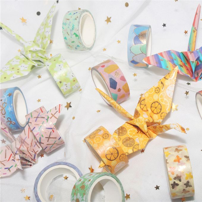 Nogis 10ROLLS Gold Foil Washi Tape, Pastel Decorative Masking Tape for Gift WrappingsPink, Size: 0.78 x 0.23