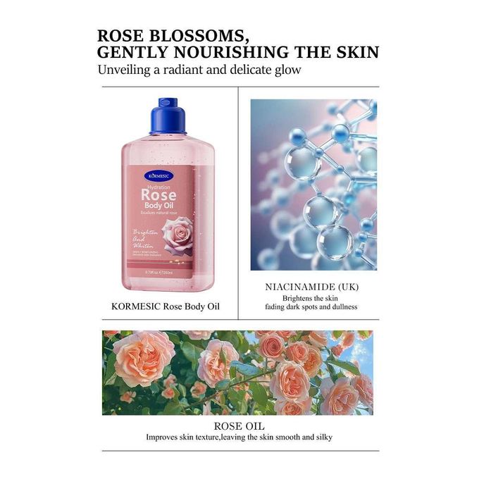 product_image_name-KORMESIC-Rose & Niainamide  Brightening Glow Body Oil –  Moisturizing & Radiance Boost with Natural Rose Extract (260ml)-4