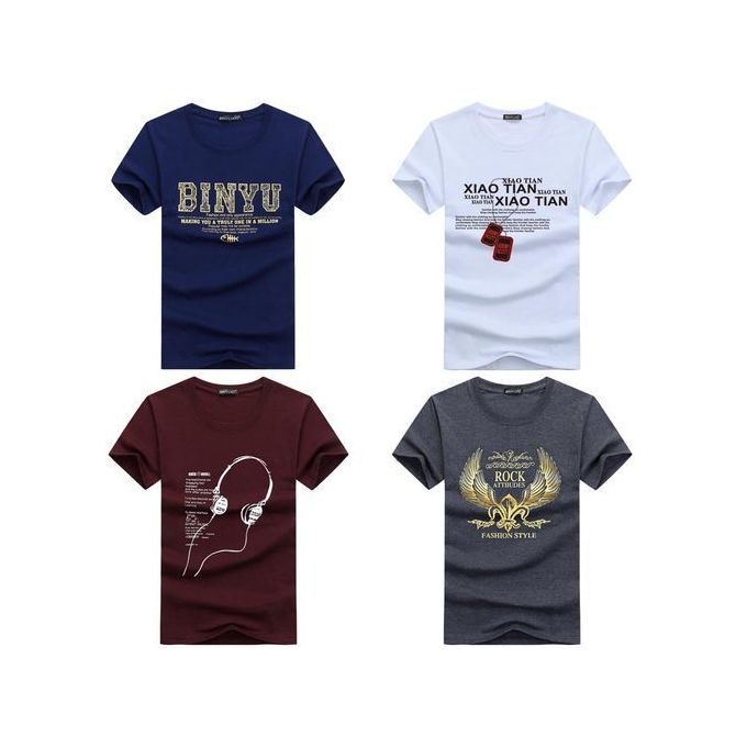 Fashion 4 Pcs Mens Cotton T-shirts Short Sleeve Tops | Jumia Nigeria