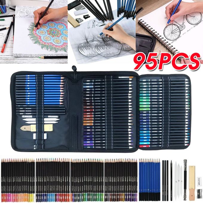 Professional 95 Pcs Pencil Set For Draw Coloring Pencils Art Kit