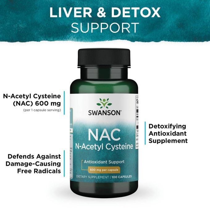 product_image_name-Swanson- NAC N-Acetyl Cysteine - 600 mg, 100 Capsules - Antioxidant and Cellular Health Support Supplement-2