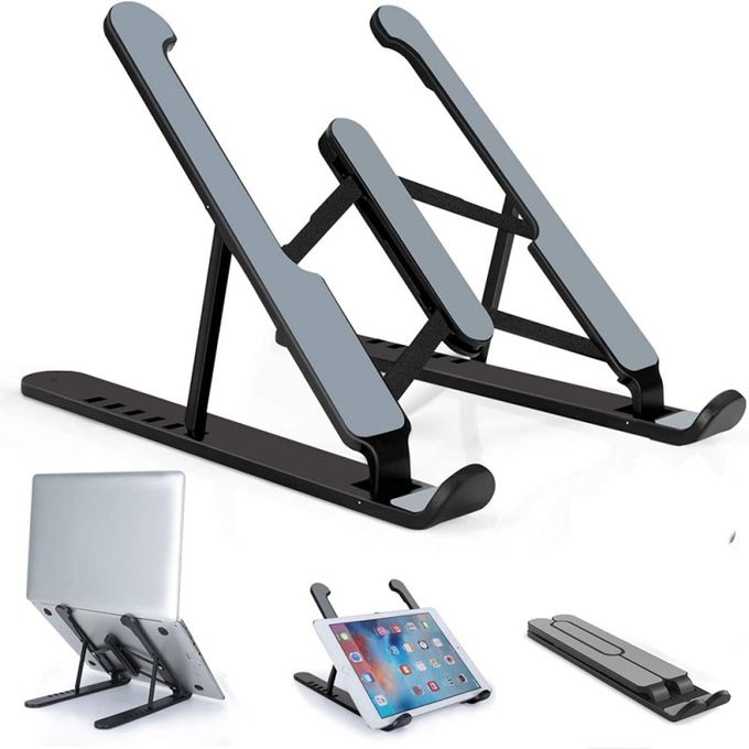 Plastic Foldable Adjustable Stand Holder For Laptop Black