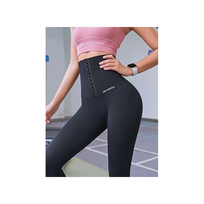 Generic Fitness Women Corset Push Hip Postpartum High Waist Yoga Pants  Workout Seamless Leggings Sportswear Gym Running Training Tights(#Pink)