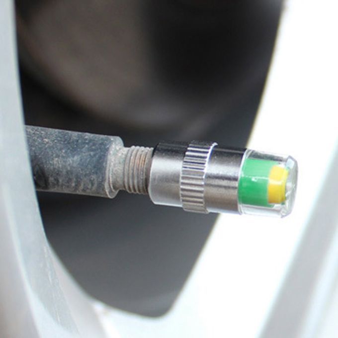 Car Tyre Pressure Monitor Valve Stem Caps Sensor Indicator (Silver) 4 Pcs  Tyre Air Alert