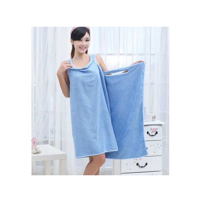 product_image_name-Generic-Female Wearable Bath Robe, Wrap Towel--Blue-1