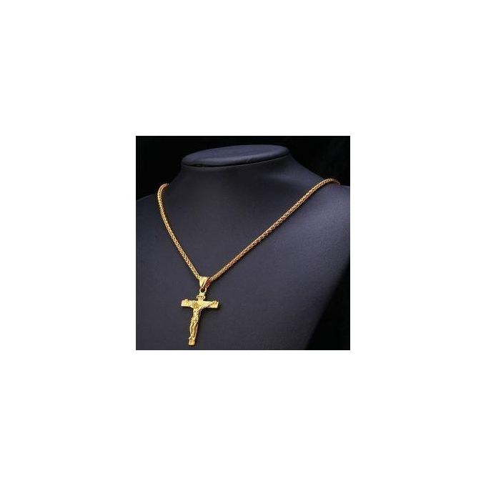 Fashion 24karat gold plated main chain with INRI Cross