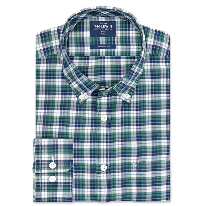 TM Lewin Slim Fit Navy And Green Bold 