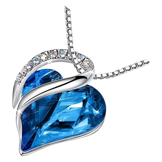 Love Heart Pendant Stone Necklace 