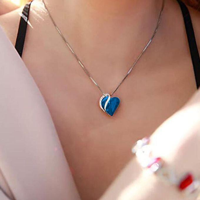 Love Heart Pendant Stone Necklace 