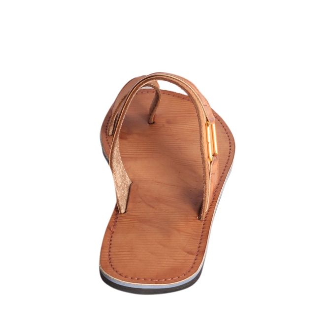 open toe leather slippers for men