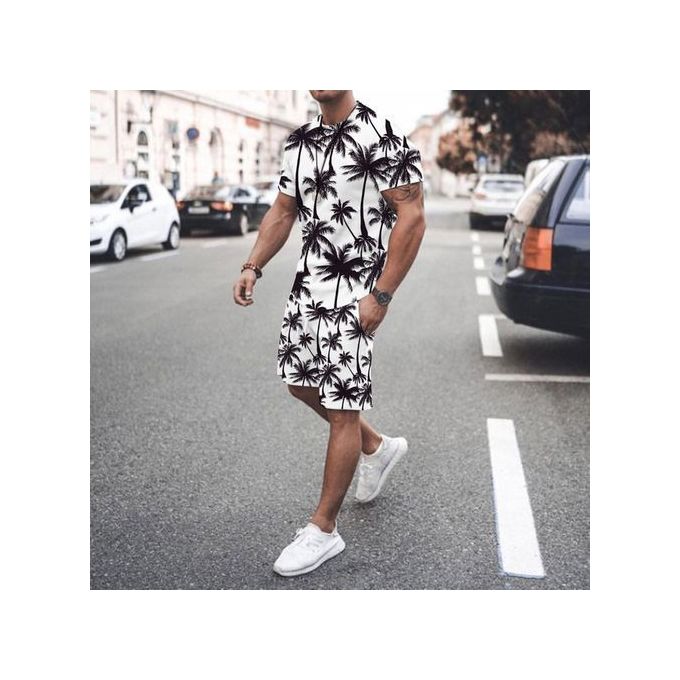 Fashion Men's Oversized Clothes Vintage Tshirt And Shorts Set Men Tracksuit  2 Piece Set Summer Lion Printed Men Sets Short Outfits(#TS1426)