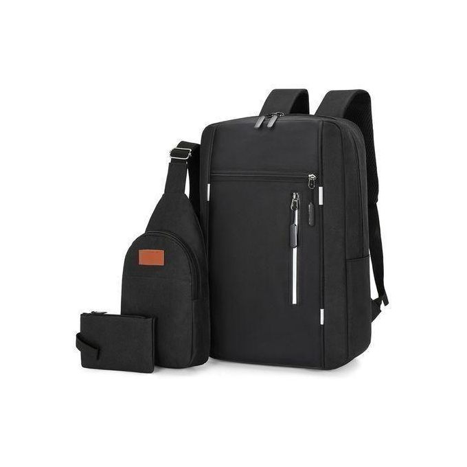 Fashion Backpack with USB Port - Black