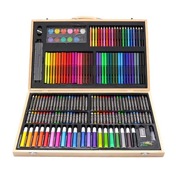 Generic 180Pcs/Set Child Painting Wooden Art Drawing Sets Box Kid Water  Color Brush Kit Watercolor Pen Crayon Set Drawing Toys Xmas Gift 1 Set