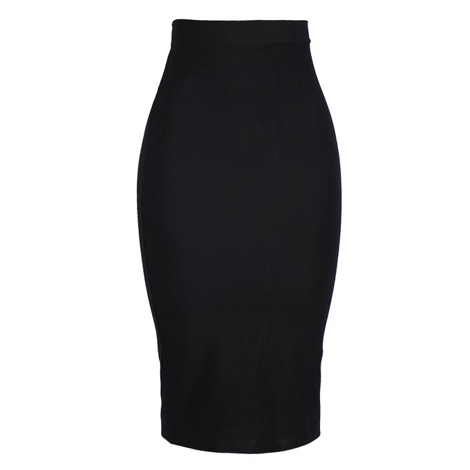 black bodycon midi skirt