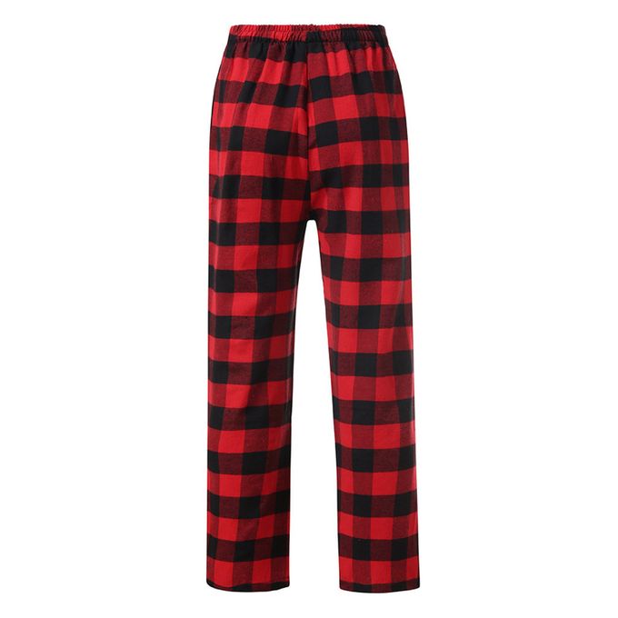 Fashion Red New Red Black Plaid Pajama Pants Women Lounging Relaxed House Sleep Bottoms Womens Cotton Drawstring Button Fly Sleepwear XXA Jumia Nigeria